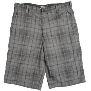 Nike Golf Tour Performance Dri-Fit Shorts Gray Black Plaid Size 30 Medium